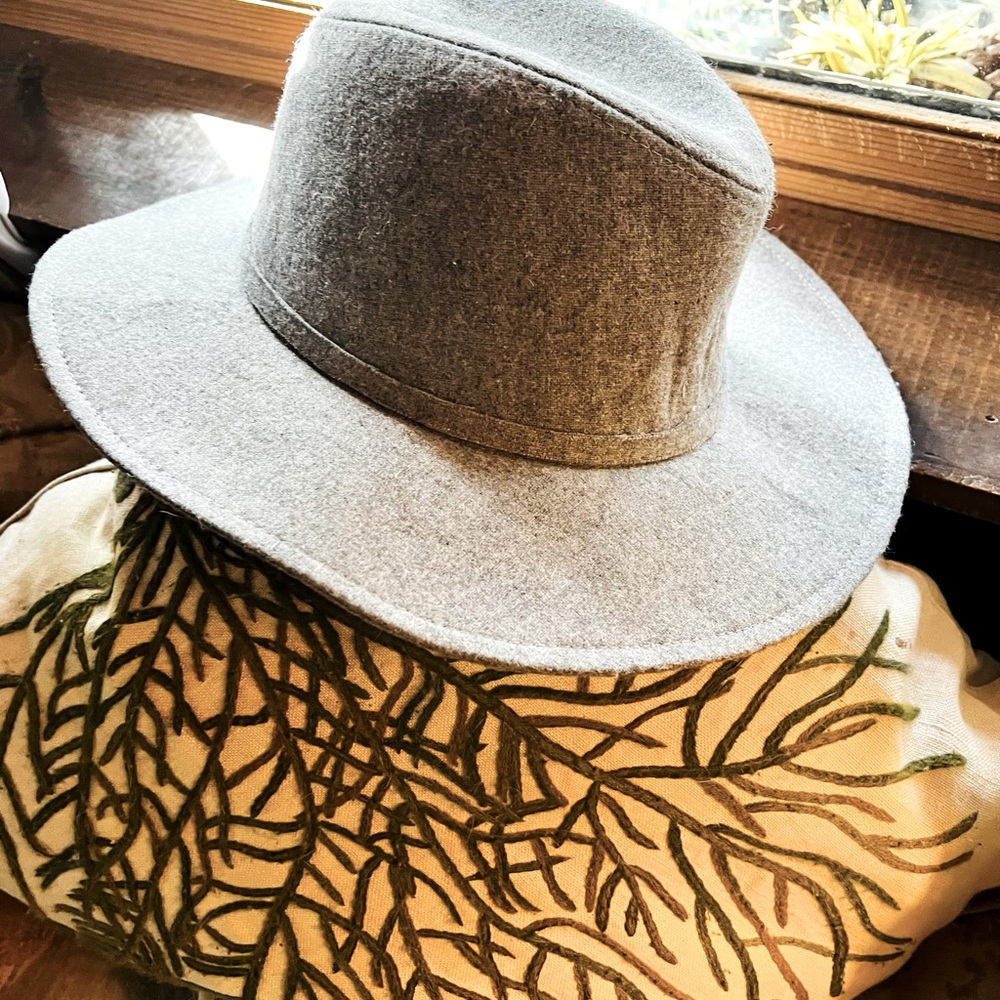 Gray fedora hat